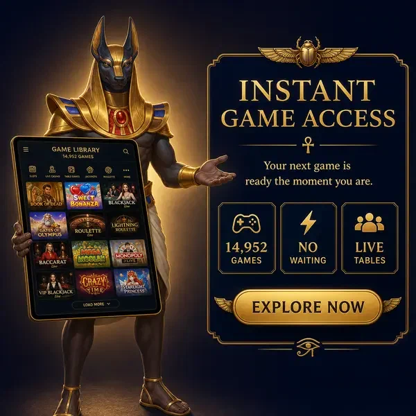 Der Night Steward präsentiert Spielbibliothek-Tablet, während sich der Spieler anmeldet bei Sofortiger Spielbibliothekszugriff nach Registrierung